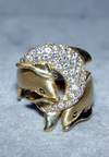 Dolphins: Art Deco Triple Dolphin Ring 18k